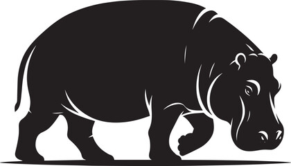 Hippo Silhouette isolated on white background Minimalist hippo vector illustration