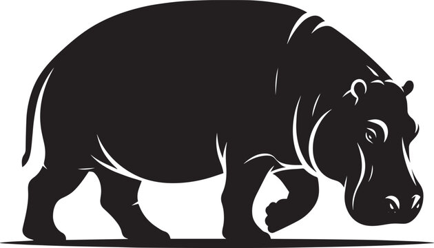 recommend clip art: Hippo Silhouette isolated on white background Minimalist hippo vector illustration