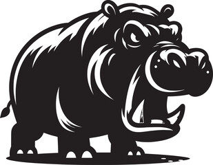 Hippo Silhouette isolated on white background Minimalist hippo vector illustration