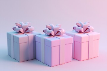Pastel colored gift boxes with ribbon bows