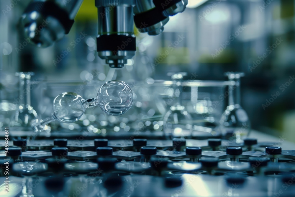 Poster exploring the intricate details of molecular structures in a controlled laboratory setting