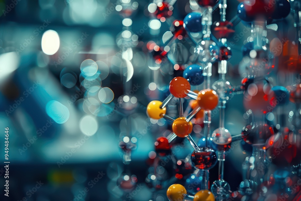 Poster exploring the intricate details of molecular structures in a controlled laboratory setting