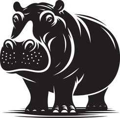 Hippo Silhouette isolated on white background Minimalist hippo vector illustration