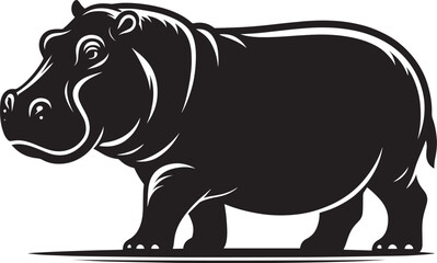 Hippo Silhouette isolated on white background Minimalist hippo vector illustration