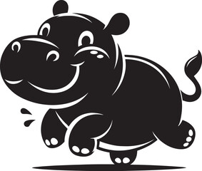 Hippo Silhouette isolated on white background Minimalist hippo vector illustration