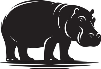 Hippo Silhouette isolated on white background Minimalist hippo vector illustration