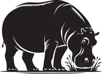 Hippo Silhouette isolated on white background Minimalist hippo vector illustration
