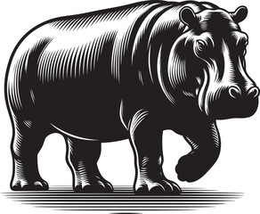 Fototapeta premium Hippo Silhouette isolated on white background Minimalist hippo vector illustration