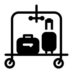 luggage cart icon in glyph solid black fill style 