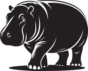 Hippo Silhouette isolated on white background Minimalist hippo vector illustration