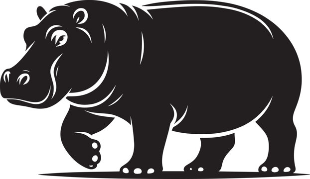 recommend clip art: Hippo Silhouette isolated on white background Minimalist hippo vector illustration