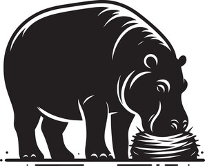 Hippo Silhouette isolated on white background Minimalist hippo vector illustration