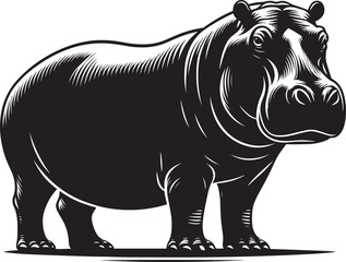 Hippo Silhouette isolated on white background Minimalist hippo vector illustration