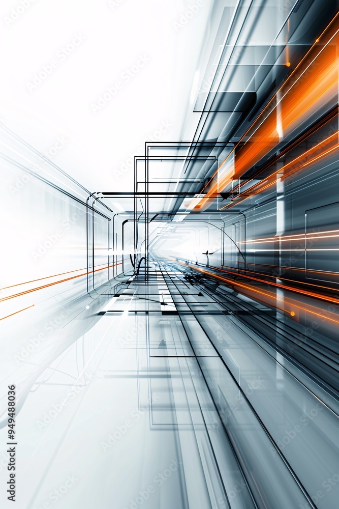 Poster futuristic abstract background featuring a blend of digital grids and luminous lines, symbolizing te