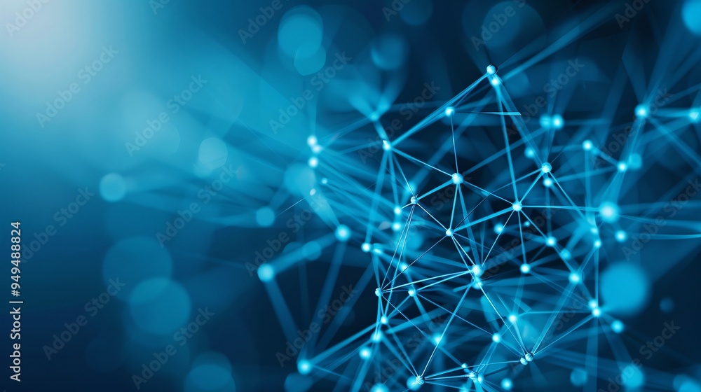 Poster a futuristic technology abstract background featuring interconnected lines and glowing nodes on a da