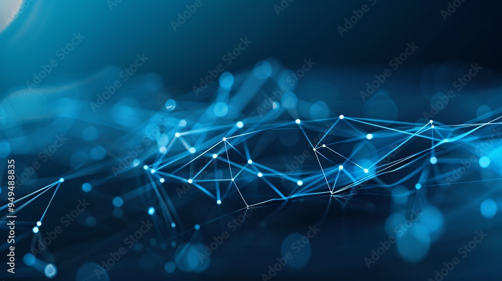 Poster a futuristic technology abstract background featuring interconnected lines and glowing nodes on a da