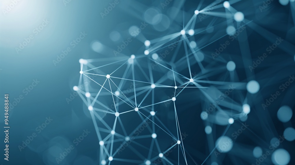 Poster a futuristic technology abstract background featuring interconnected lines and glowing nodes on a da