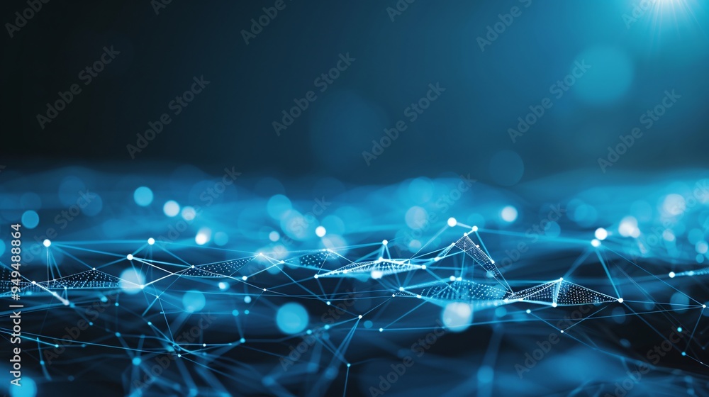 Poster a futuristic technology abstract background featuring interconnected lines and glowing nodes on a da