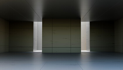 Empty abstract concrete wall and lateral lights, Interior concept background .3d Render
