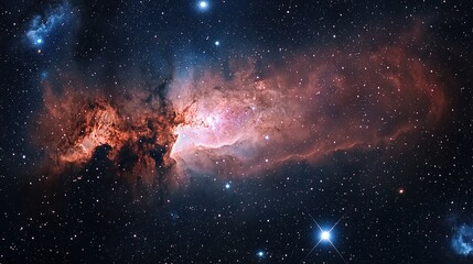 Naklejka premium Stunning cosmic landscape with swirling nebulae and bright stars