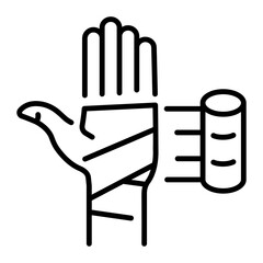 A line style icon of hand bandage 