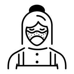 Girl with lupus disease, line icon 