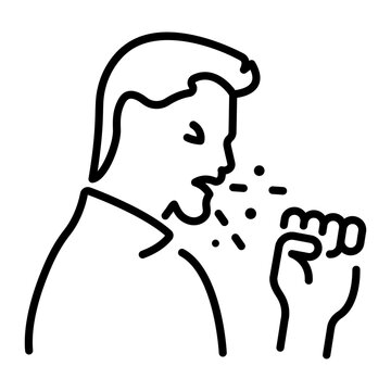 coughing person black outline, fist, sickness clip art preview