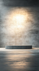 Circular concrete platform under spotlight