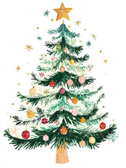 Fototapeta premium Christmas tree art illustration