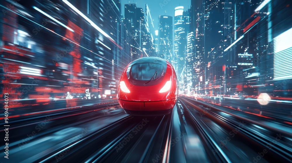 Poster futuristic train speeding through global shipping routes in ultra high detail 32k dual-layer image, 