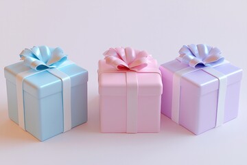 Obraz premium Colorful gift boxes with ribbon bows