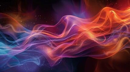 Fototapeta premium Abstract Glowing Waves Background - Purple and Orange