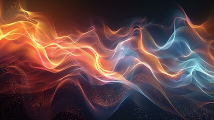 Abstract Glowing Waves with Shimmering Particles