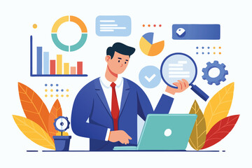 Manager auditing business data concept vector illustration 