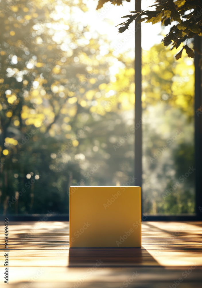 Poster yellow cube mockup.