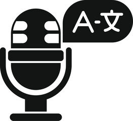 Simple vector showing a microphone converting audio to another language, ideal for developers and websites