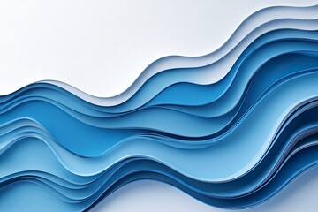Elegant blue wave pattern on a simple white surface. Premium wave background for banners, posters or wallpaper , ai