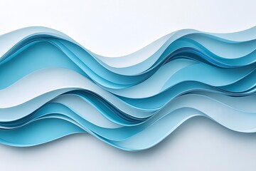 Elegant blue wave pattern on a simple white surface. Premium wave background for banners, posters or wallpaper , ai