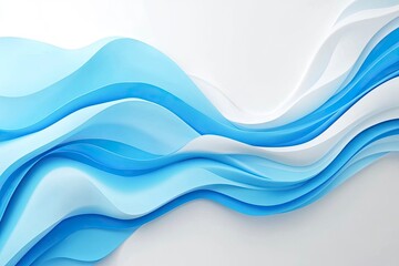 Elegant blue wave pattern on a simple white surface. Premium wave background for banners, posters or wallpaper , ai