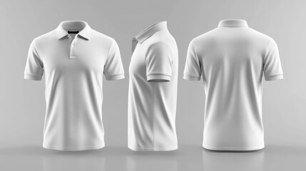 Classic White Polo Shirt Mockup with Different Angles Generative AI