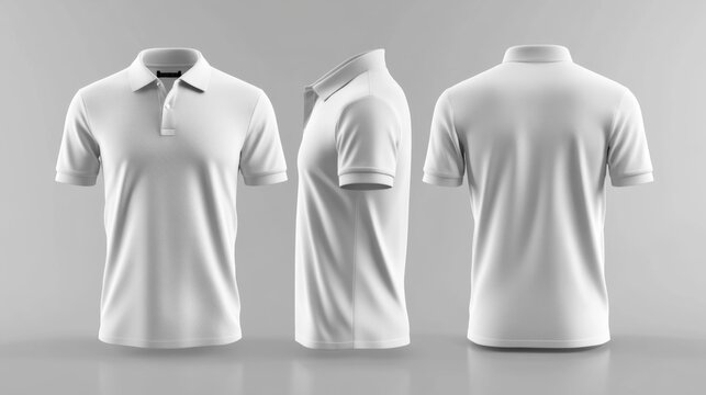 Classic White Polo Shirt Mockup with Different Angles Generative AI