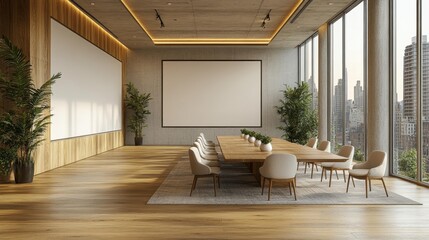 Fototapeta premium Modern Minimalist Conference Room Generative AI
