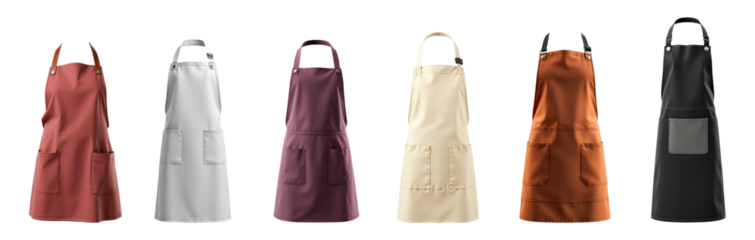 set of cooking aprons isolated on transparent background.generative AI
