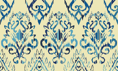 Ikat seamless pattern,geometric design,motif ethnic handmade, Ikat ethnic tribal,boho colors seamless wallpaper. for background,fabric,wrapping,clothing,wallpaper,Batik,carpet,embroidery style.