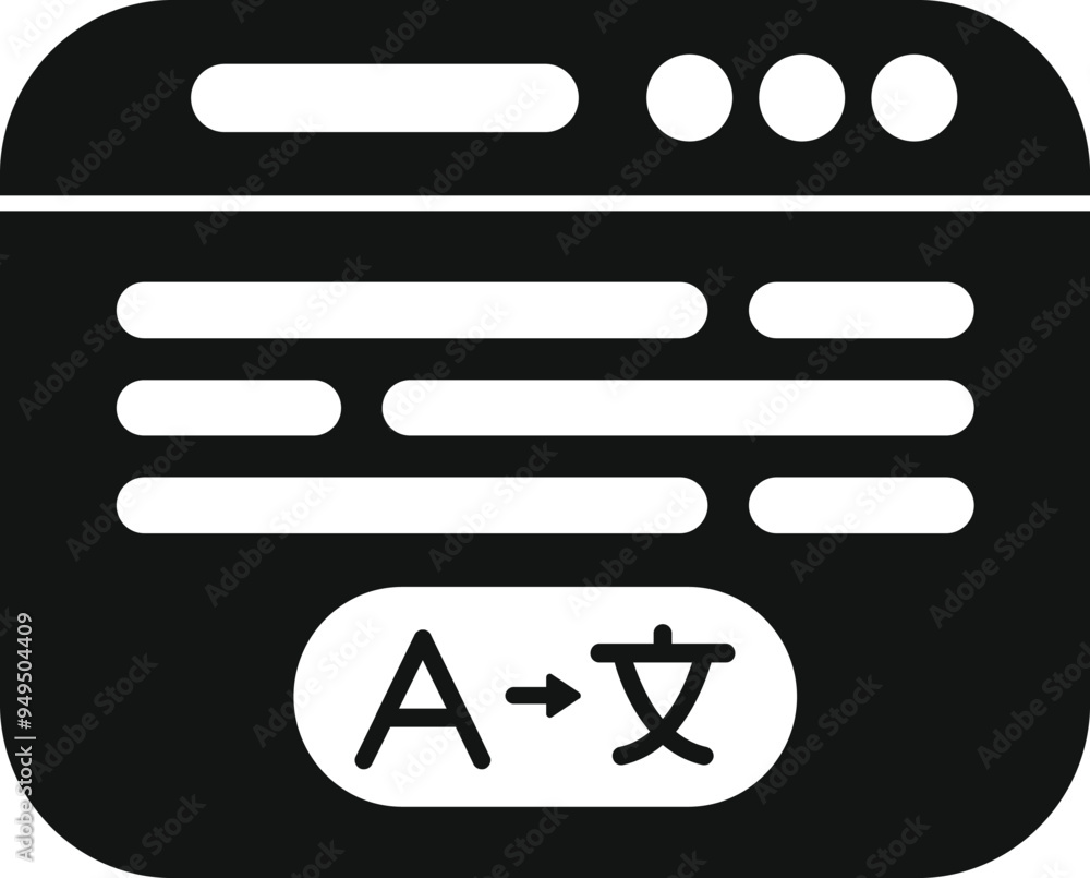Poster online translation service translating english text to chinese on a computer screen
