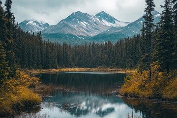 Lake Between Forests And Mountains , ai