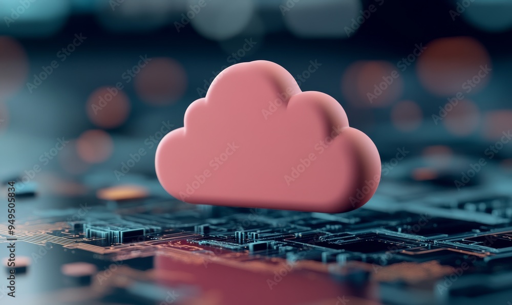 Poster cloud computing, digital transformation, network infrastructure, data storage, future technology a p