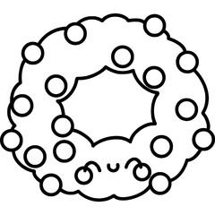 Christmas wreath cute illustration outline doodle cartoon hand drawing 