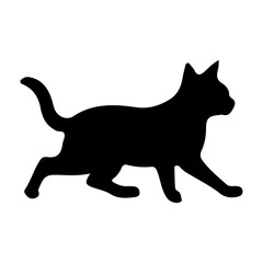 A Angry Cat vector silhouette isolated whtie background