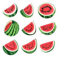 A set of fresh watermelons, ideal for refreshing summer snacks and beverages..